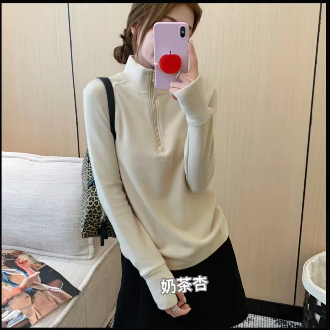 王永家~395发热锁温半拉链百搭立领显瘦双面绒打底上衣