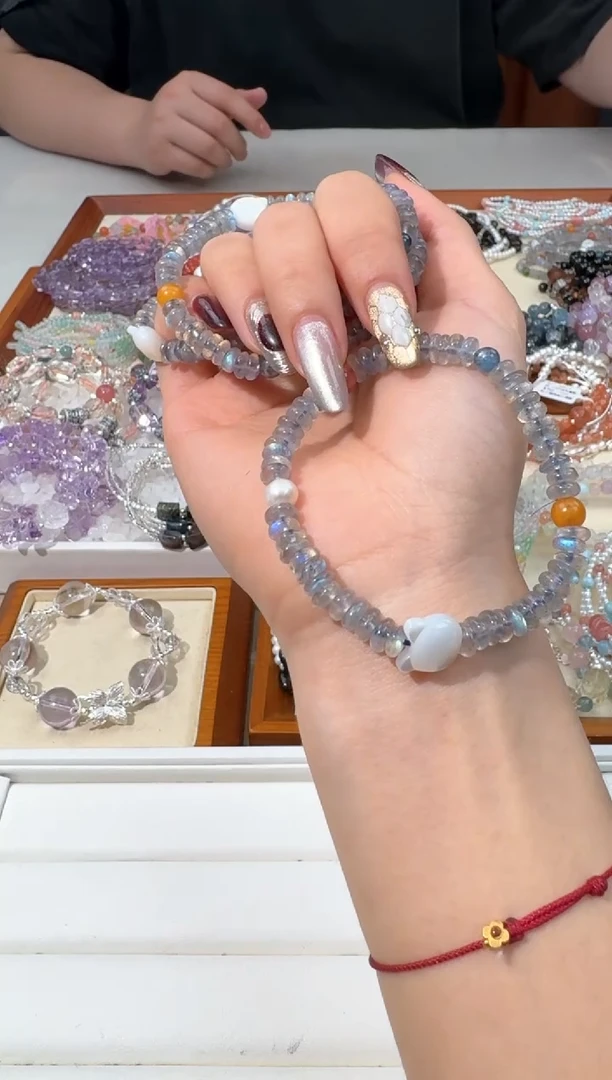 【闪购商品】水晶手链未镶嵌F006灰月算盘珠设计款