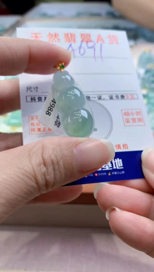 颈饰18K金镶嵌翡翠天然缅甸a货翡翠