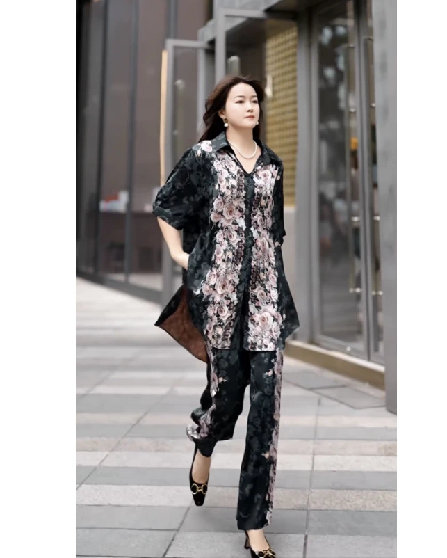 夏款上新【花语】欧诺风遮阳凉感透气显瘦休闲高档大码女装-7093#