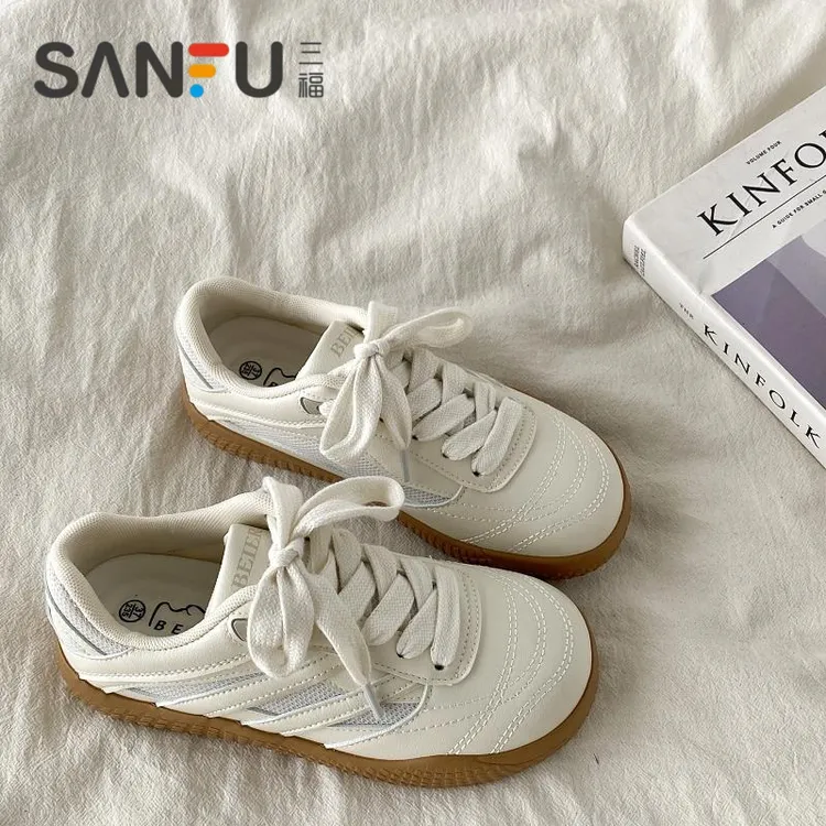 三福小众薄荷绿德训运动鞋女夏2025春季新款厚底丑萌大头休闲板鞋