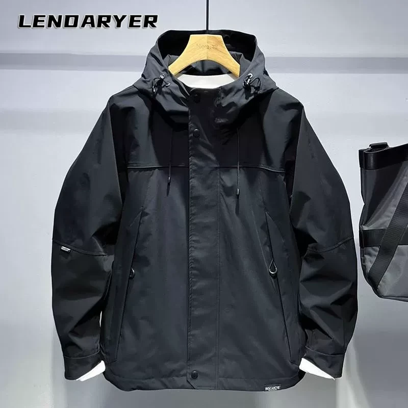 2025秋季男士二棉连帽冲锋衣简约时尚防风商务休闲夹克上衣防水