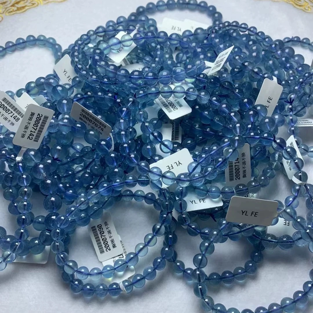 超七海蓝宝黄塔晶碧玺极光紫黄白水晶手链