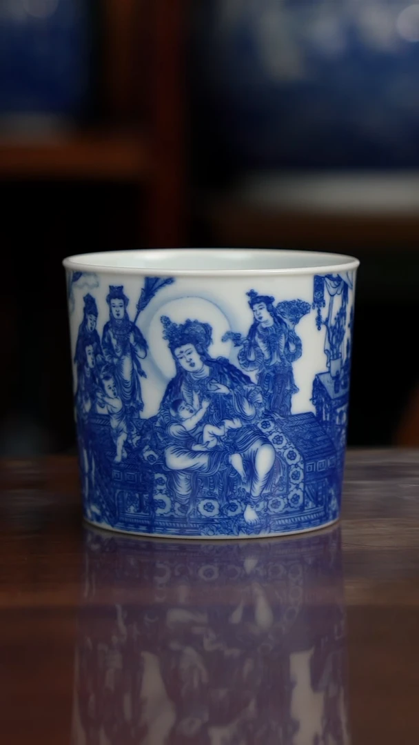 晓竹窑青花姨母育佛图