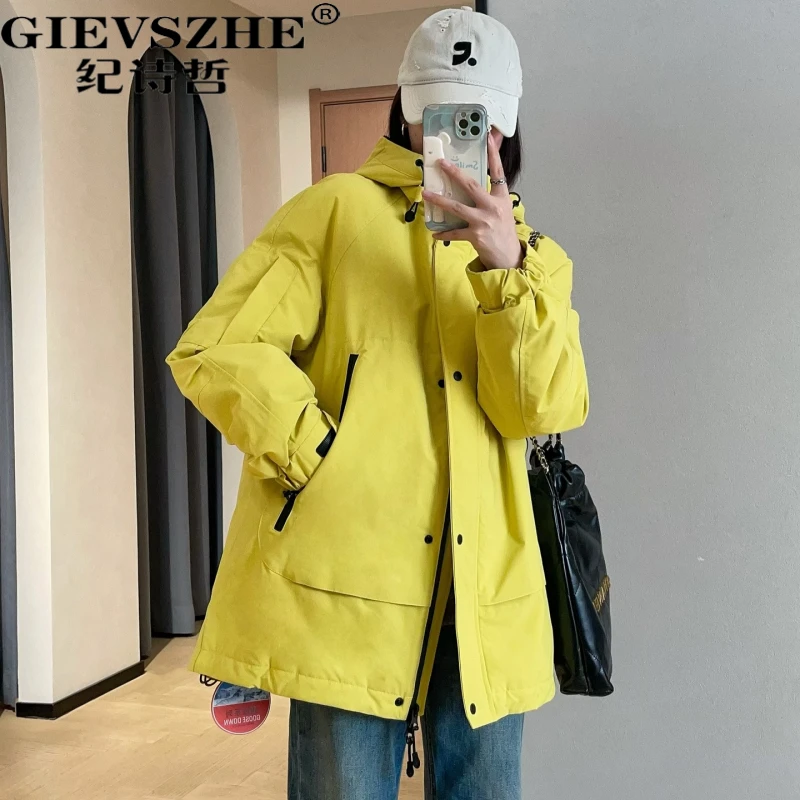 【90白鹅绒】纪诗哲户外三防羽绒服女冬季新款时尚中长款保暖外套