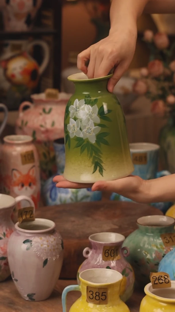 陶瓷090景德镇设计师手作花器摆件侘寂风