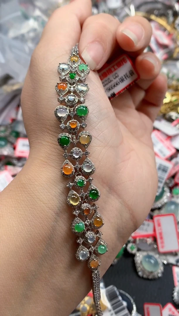 银S925镶嵌戒指翡翠天然A货缅甸翡翠