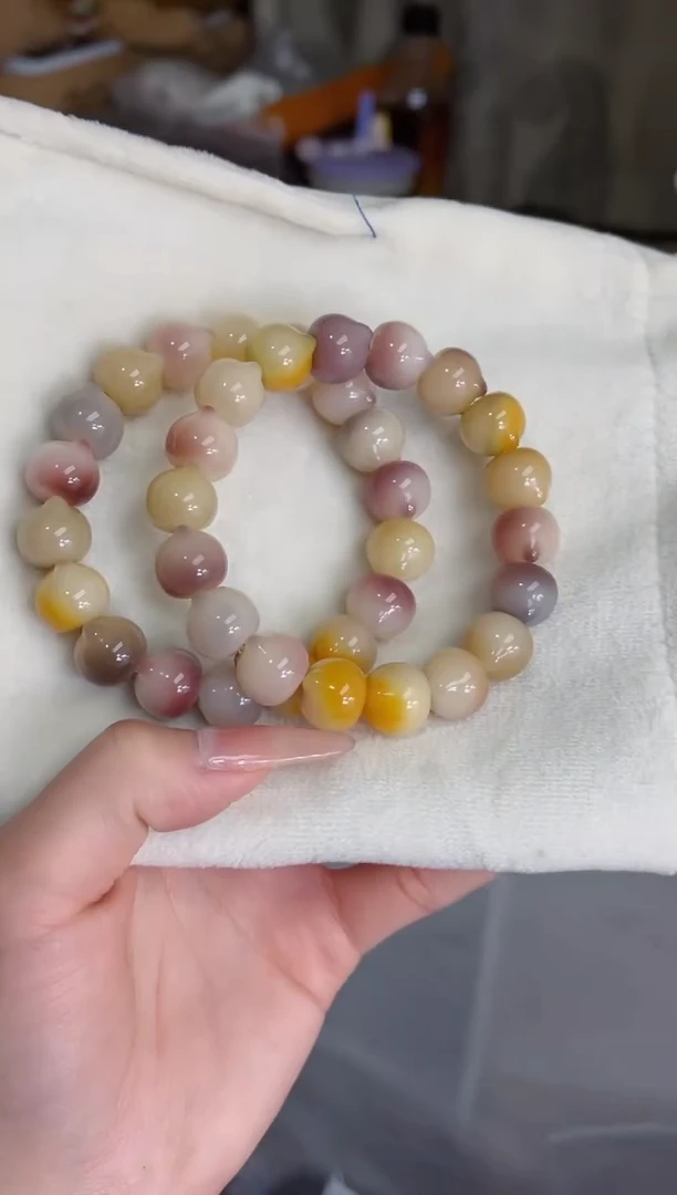 菩提根/象牙果手串c83紫美人玉化猫猫头13