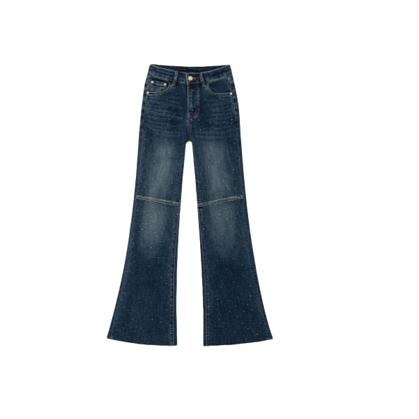 时尚百搭女士宽松复古做旧水洗牛仔裤-8481