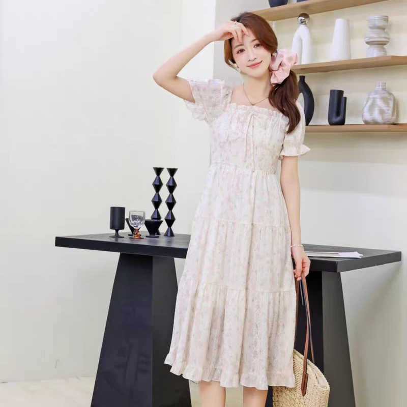 【夏季新款】甜美泡泡袖碎花连衣裙小个子收腰显瘦a字裙【2】