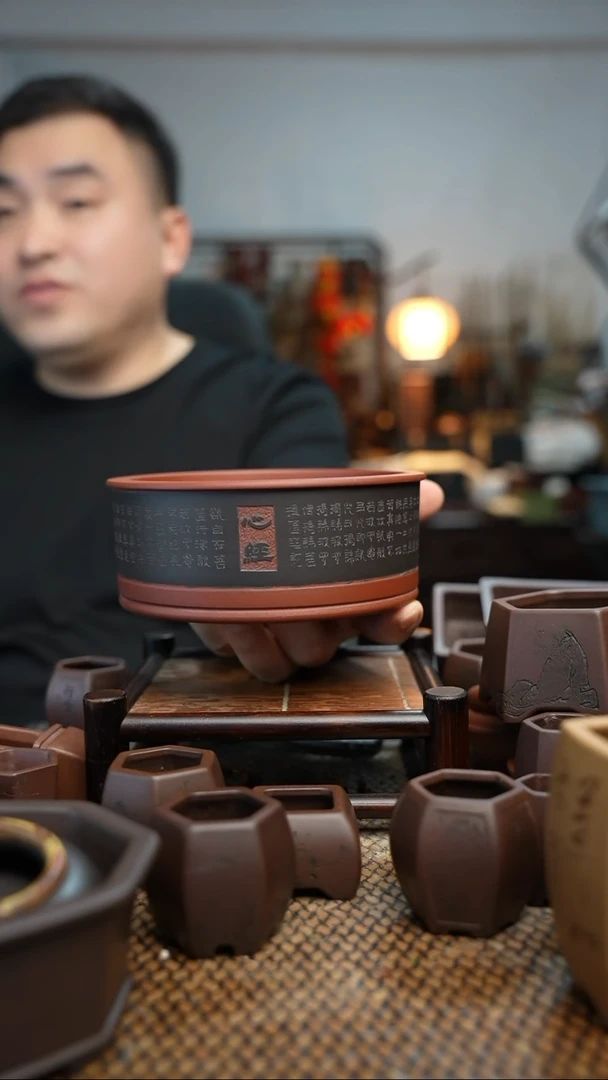 紫砂花盆長木軒精品紫砂内口12.5*4.5