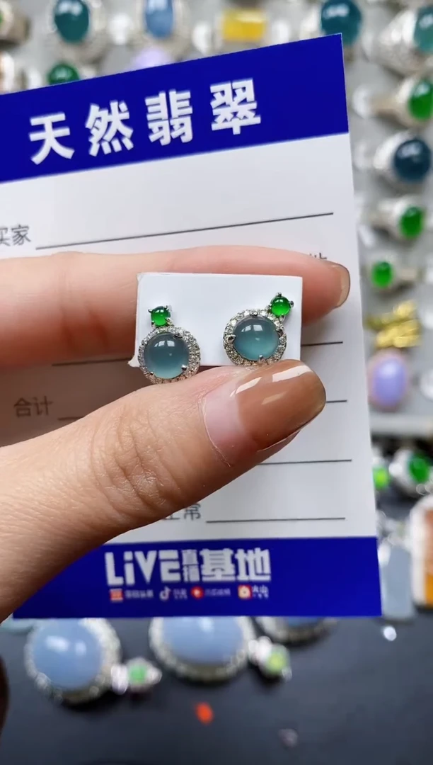 【闪购商品】翡翠耳饰银S925镶嵌0371