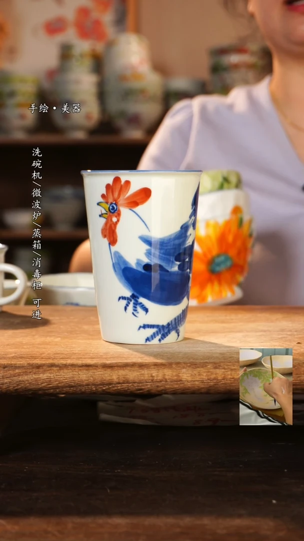 陶瓷景德镇高温釉下彩手绘陶瓷