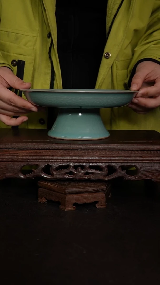 摆件瓷仿古手工高足果盘