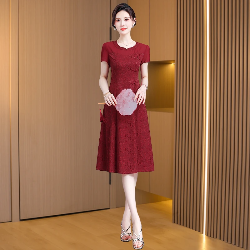 【可蓓儿】连衣裙女夏2025新款高端大气五一喜婆婆妈妈丈母娘婚宴装