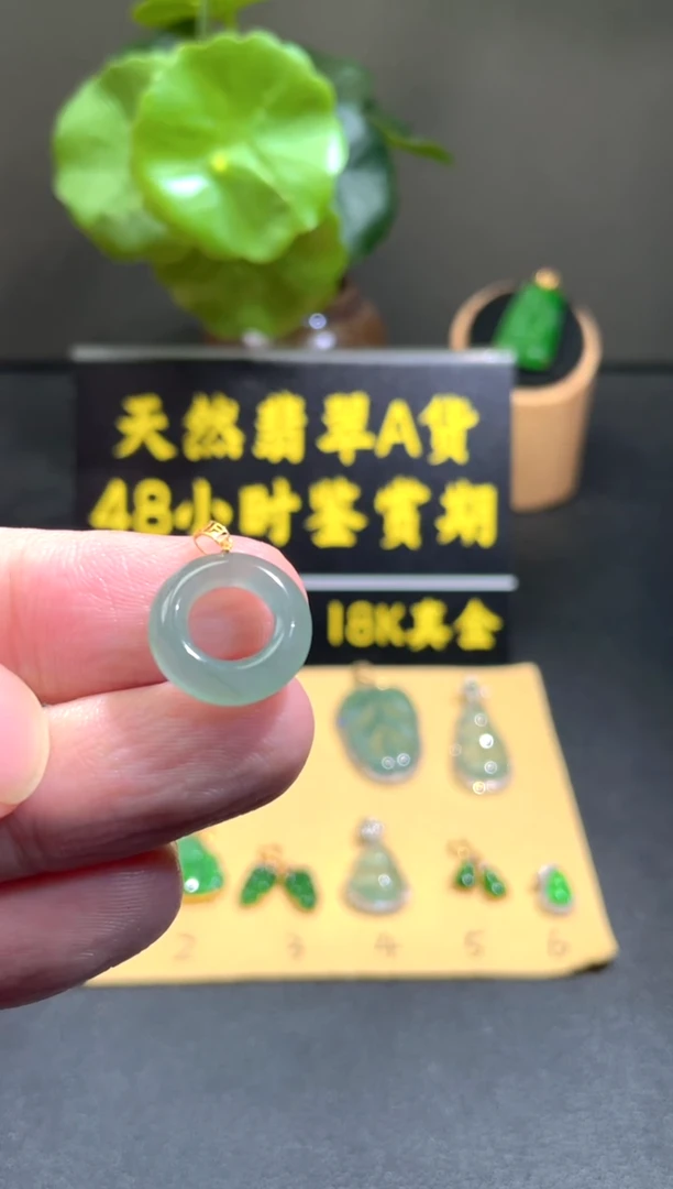 颈饰18K金镶嵌翡翠翡翠A货