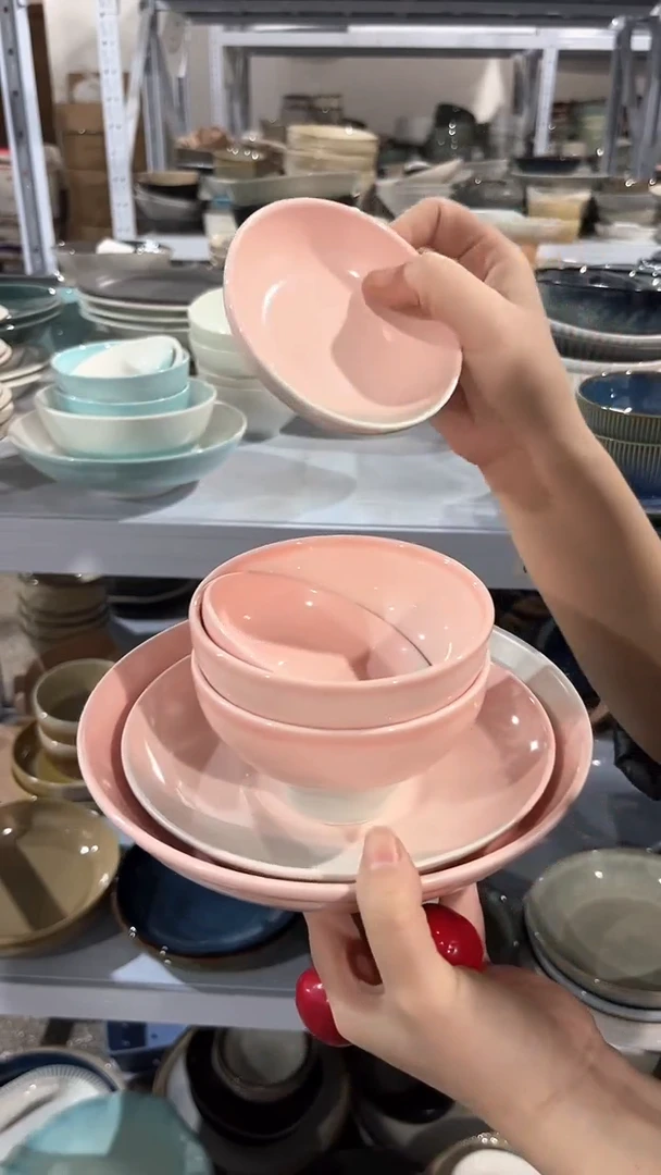 【闪购商品】瓷片外贸尾货瑕疵满20包邮X6 樱花粉六件套