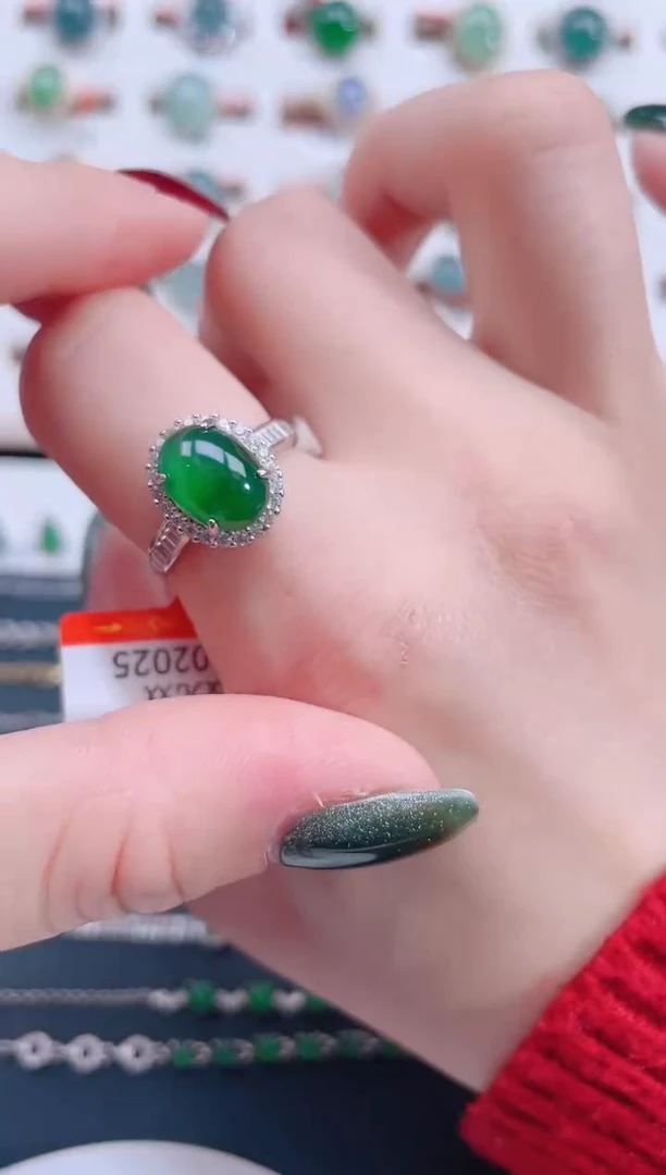 银S925镶嵌戒指翡翠天然翡翠