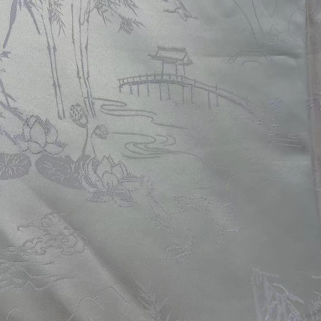国风精品真丝提花面料 荷塘月色