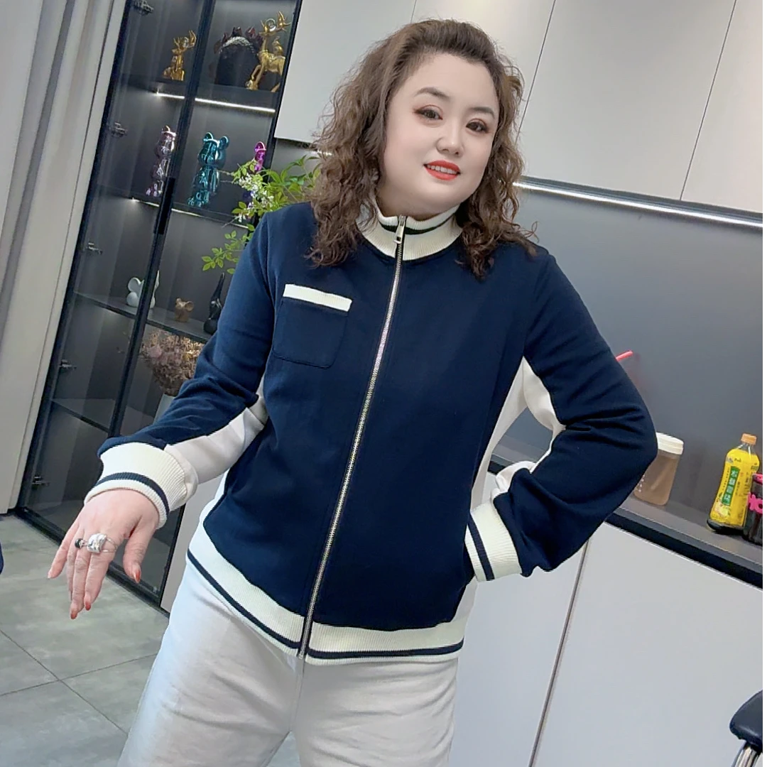 3950（丹姐家）欧货新款时尚拼色立领百搭洋气设计感拉链长袖上衣