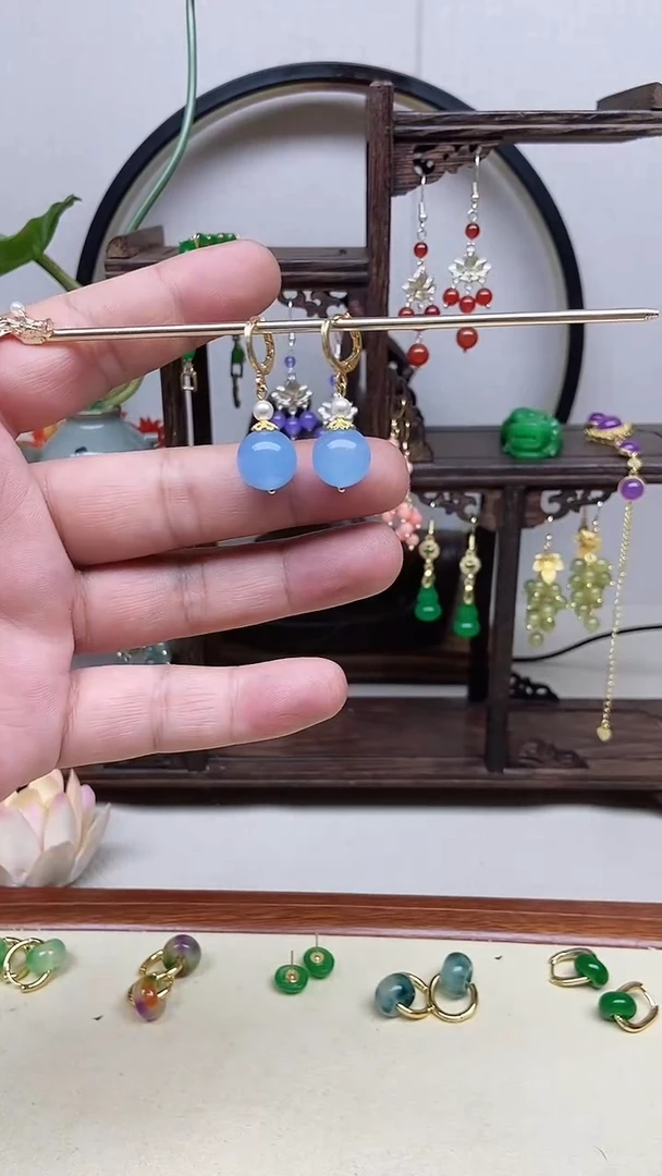 海蓝宝石耳坠14K金镶嵌103号