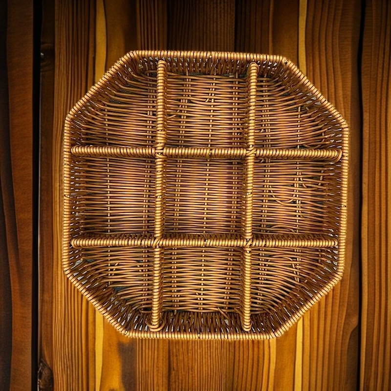 HR02九宫格棕色加固手工编织收纳篮纯手工编织