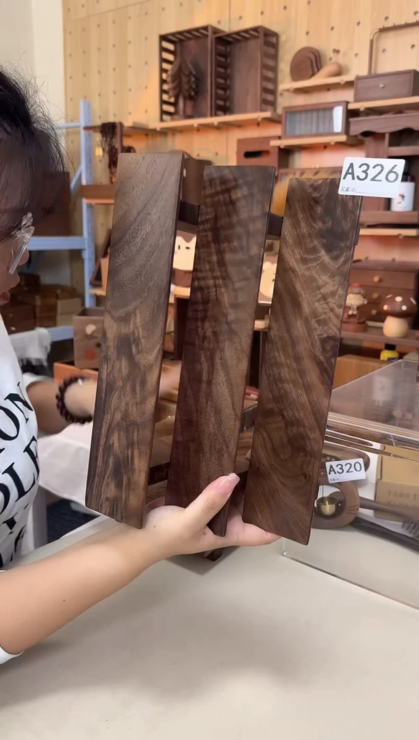 木326北美黑胡桃老料三层置物架