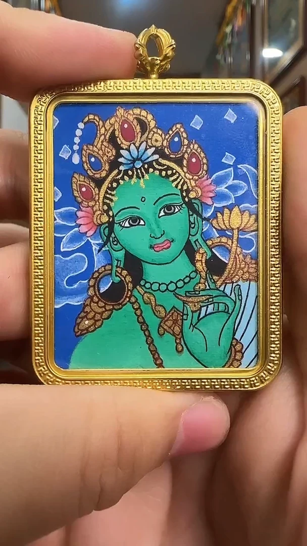 吊坠绿度母-热贡纯手绘唐卡