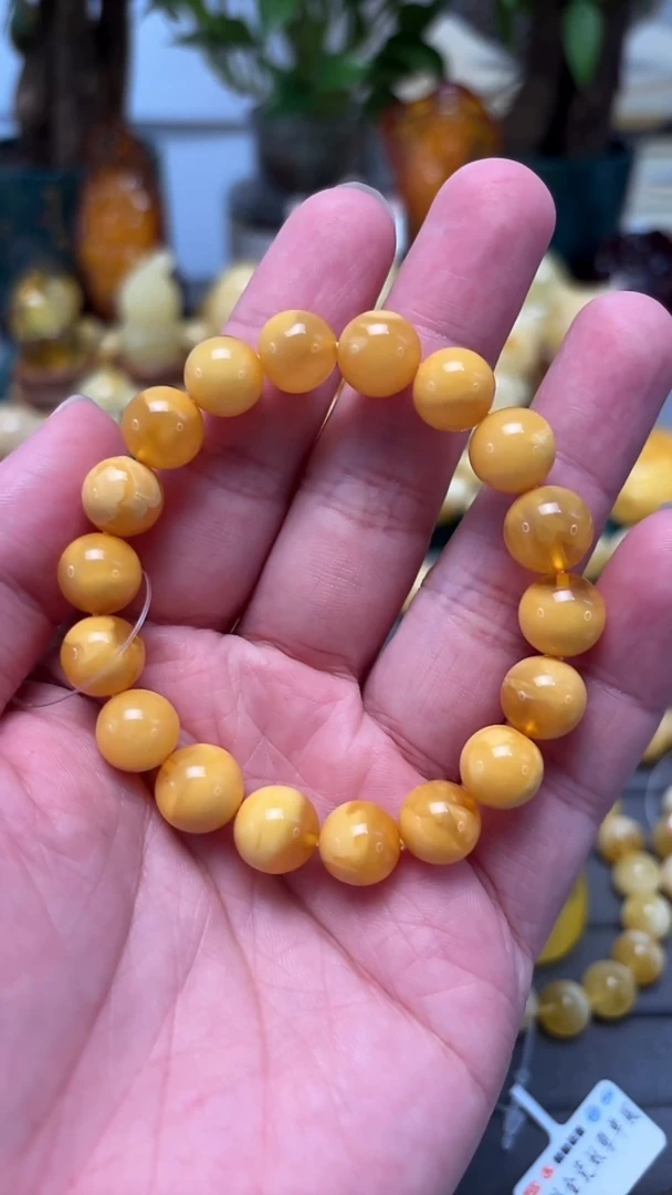 手串蜜蜡未镶嵌p67臻品白蜡氧化手串 11.56克 10mm