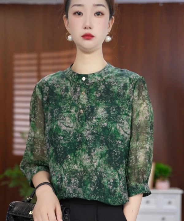 【仟逸美】8884夏日新款上新七分袖减龄显气质小衫