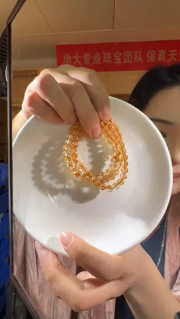 【闪购商品】水晶手串未镶嵌6mm黄水晶手串三圈