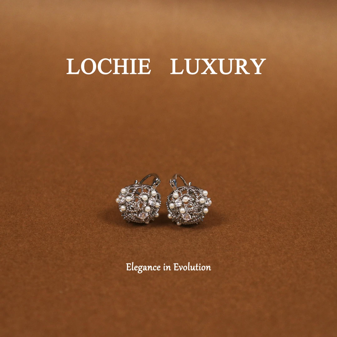 黄铜锆石耳饰 【月色为霜】L461法式小众浪漫复古银色小花篮耳扣