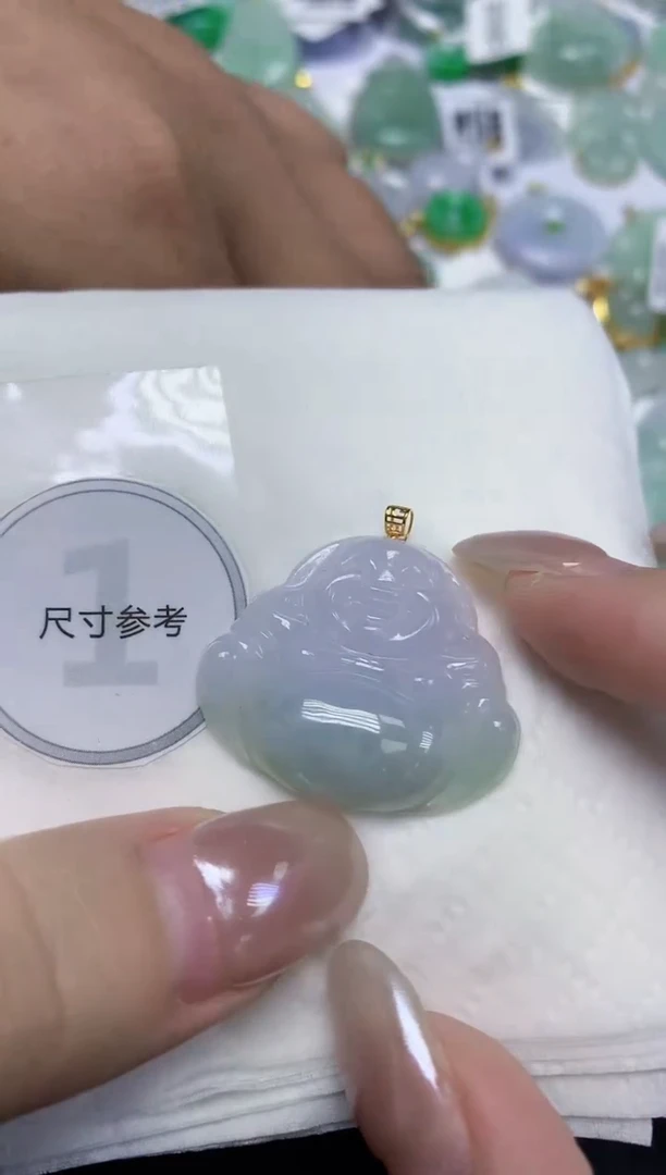 颈饰18K金镶嵌翡翠天然缅甸翡翠A货百元以上9元证书费自理