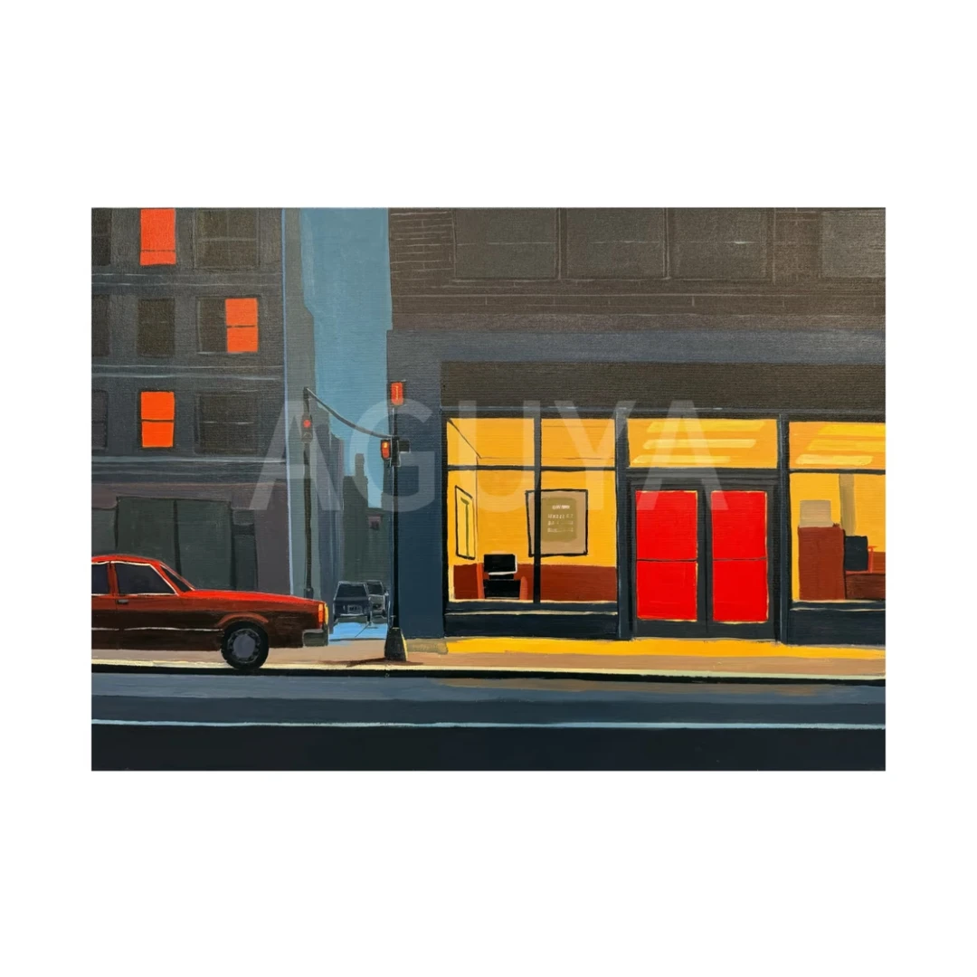 【暮街灯火】70*100 原创丙烯客厅法式复古小众艺术装饰挂画