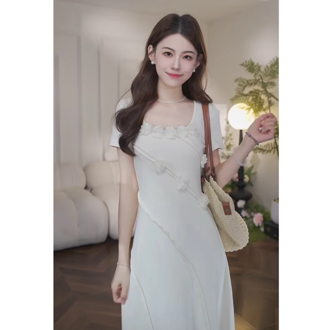 鹿向南【微光晨露】法式气质女夏季设计感温柔风连衣裙DYL661806