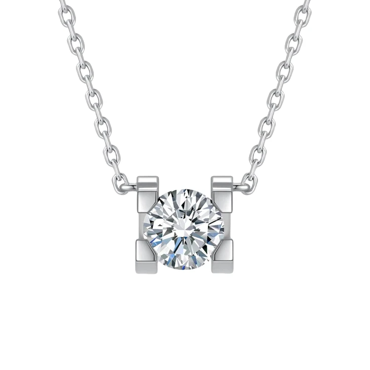 实验室培育钻石钻石铂金Pt950四爪牛头时尚项链吊坠锁骨链爆款礼