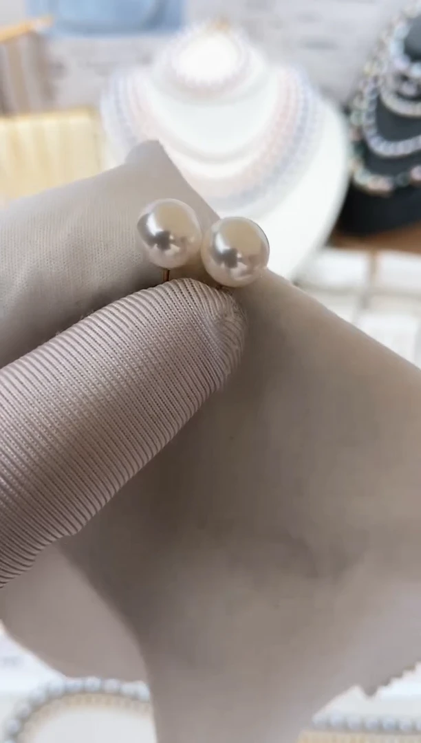 【闪购商品】海水珍珠耳饰18K金镶嵌特选福利7.5-8mm不退不换