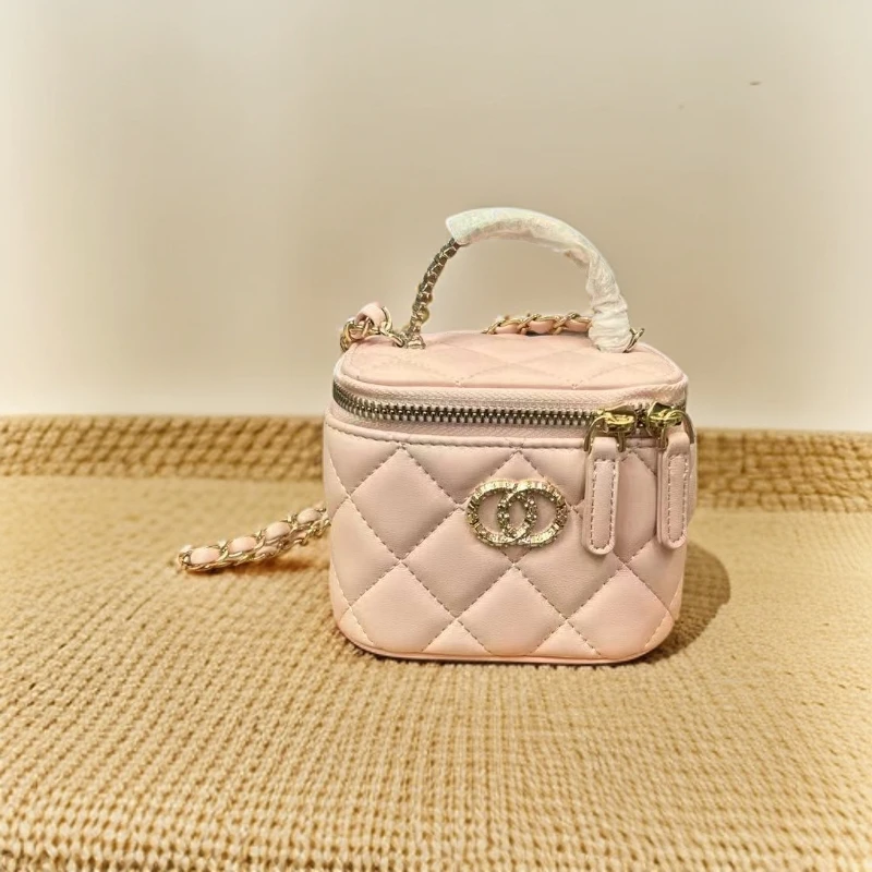 小香风盒子包菱格链条包真皮女2025新款夏季斜挎迷你小方包口红包