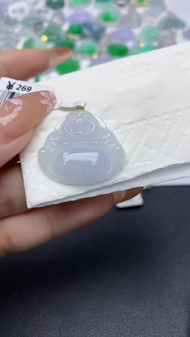 颈饰18K金镶嵌翡翠a货假一赔三支持复检百元上9元证书费自理