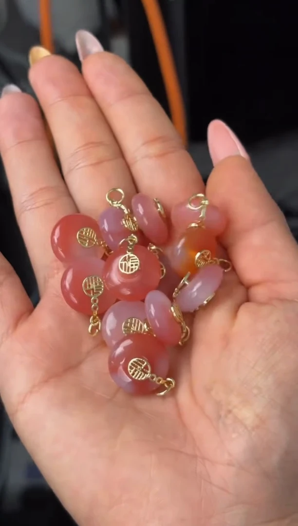 南红玛瑙平安扣合金西山杨柳大黑洞平安扣多样性发1