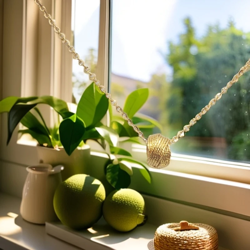 【桃觅】足金999毛线球套链