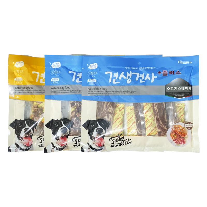 出口狗零食雪花牛肉粒＋雪花牛肉片＋三文鱼粒300g（净含量150g）