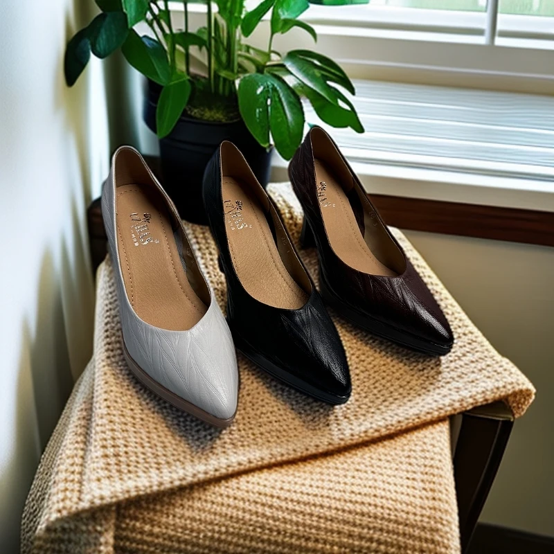 OZHAS真牛皮单鞋高跟时尚