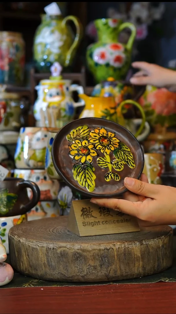 陶瓷76景德镇手工手绘釉下彩微瑕