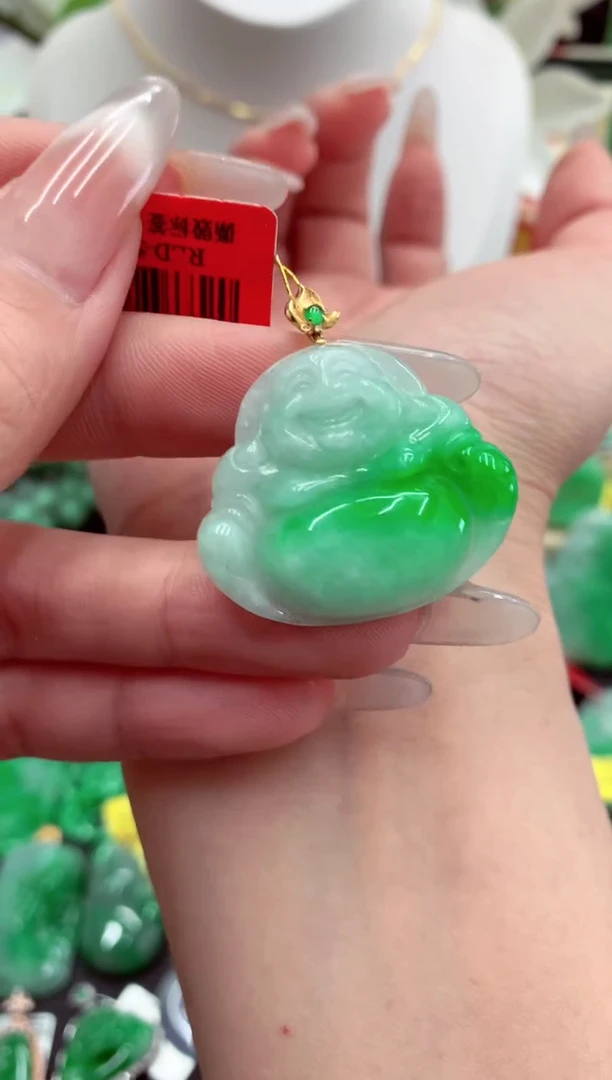 翡翠18K金镶嵌吊坠(不含链)挂件
