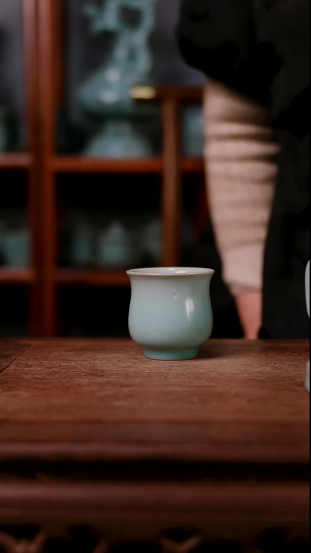 杯子陶青霁汝窑仿古釉   微瑕