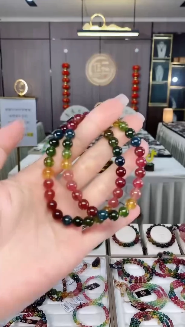 碧玺单圈手串7mm+未镶嵌碧玺开**乐hon多样性发货一条