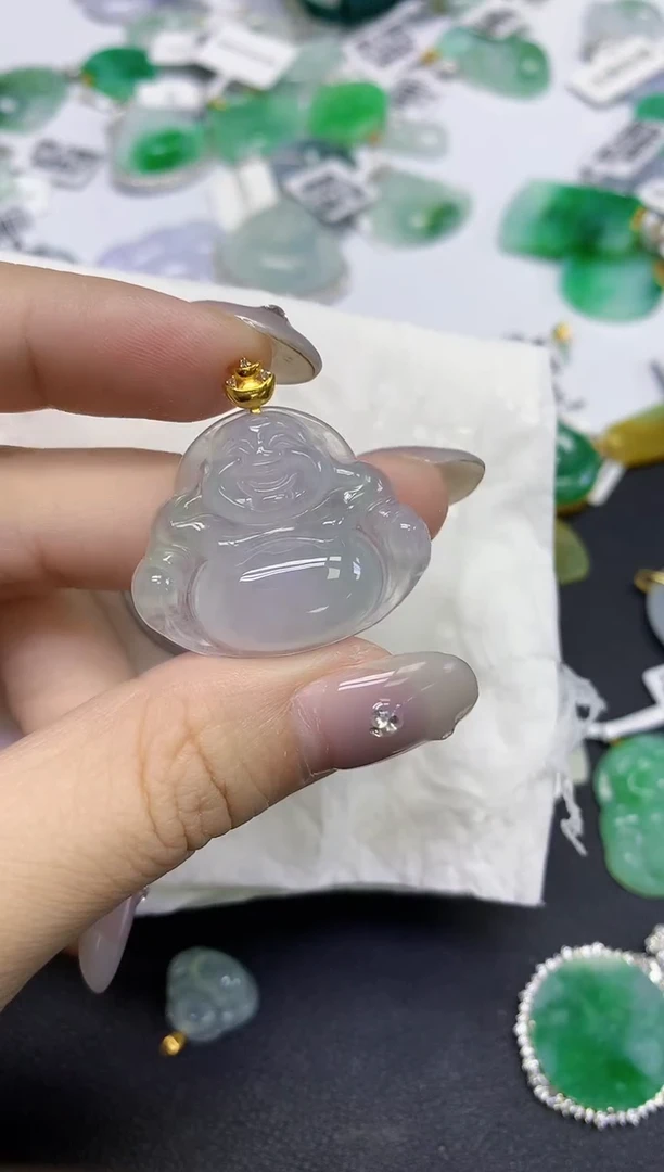 颈饰18K金镶嵌翡翠天然缅甸翡翠A货百元以上9元证书费自理