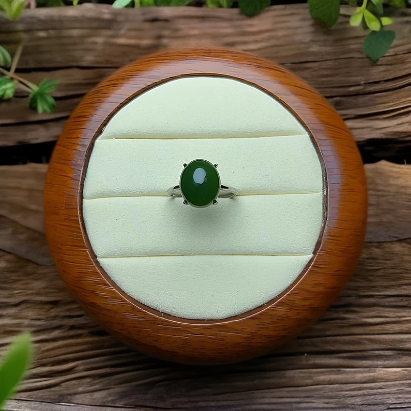 和田玉碧玉10.2×12.2女款戒指