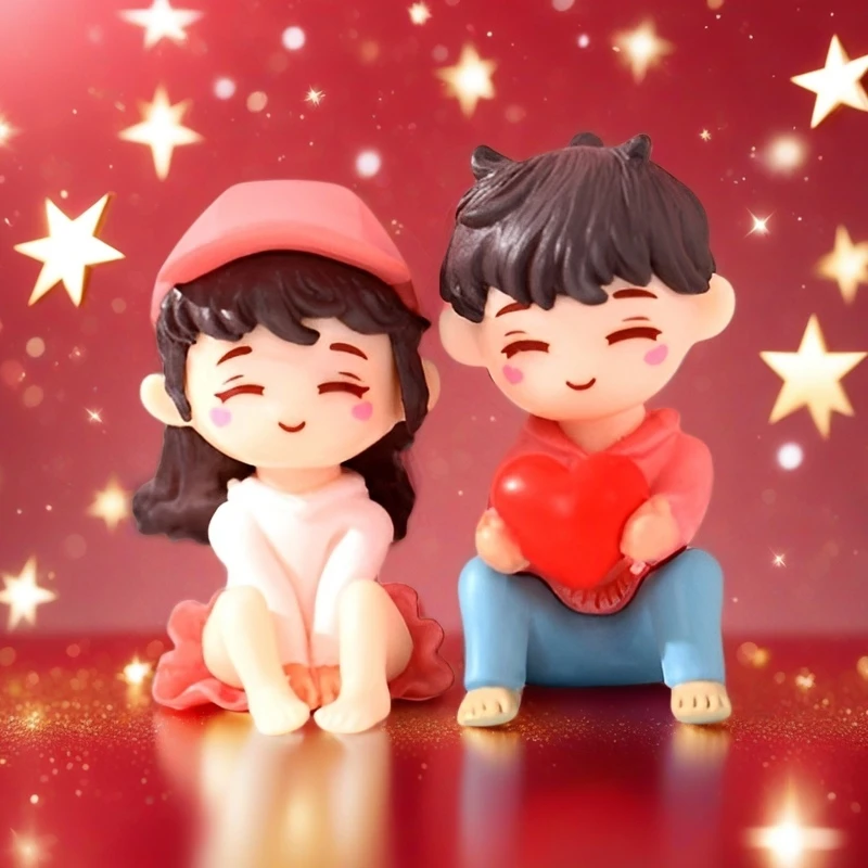 车内饰品摆件车载情侣人偶礼物办公桌摆件浪漫卡通情侣微景观摆件